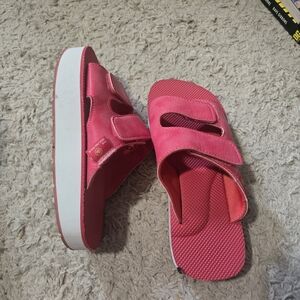 Vibrant Pink Velcro Slide Sandals